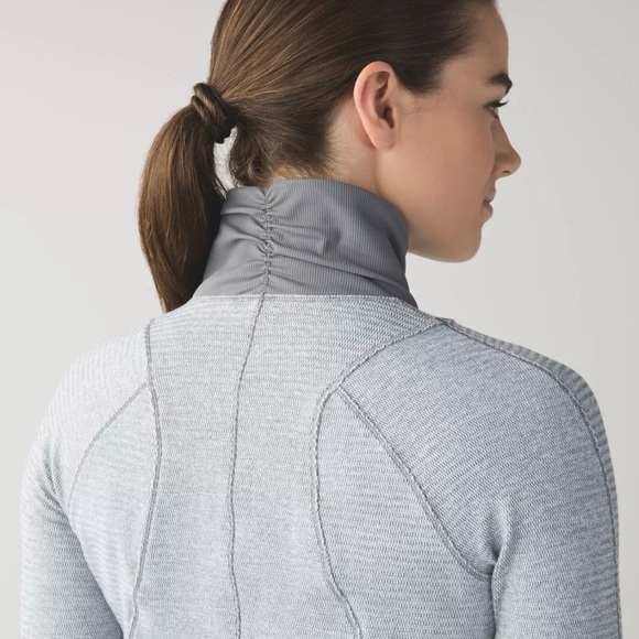 Lululemon Runderful 1/2 Zip Mini Check Pique White Heathered Slate Women's Sz 6 - Picture 6 of 8